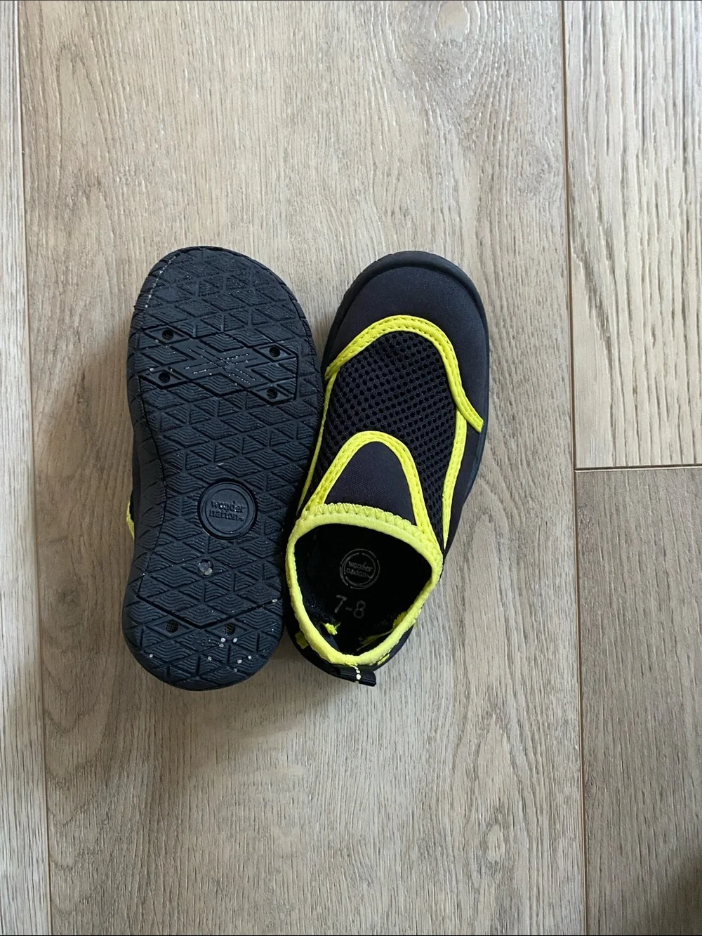 wonder nation Black and Neon Yellow Kids Water Shoes